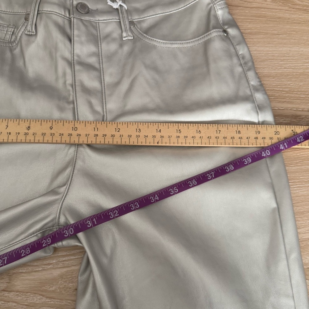 Judy‎ Blue 9/29 NEW Faux Leather Metallic Sliver Pants High Waisted Office - Picture 10 of 10
